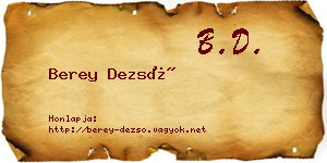 Berey Dezső névjegykártya